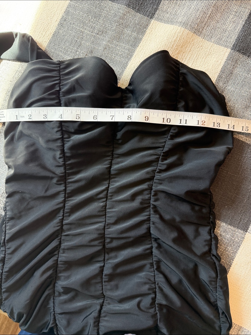 Black Ruched Halter Swimsuit - Picture 11 of 12